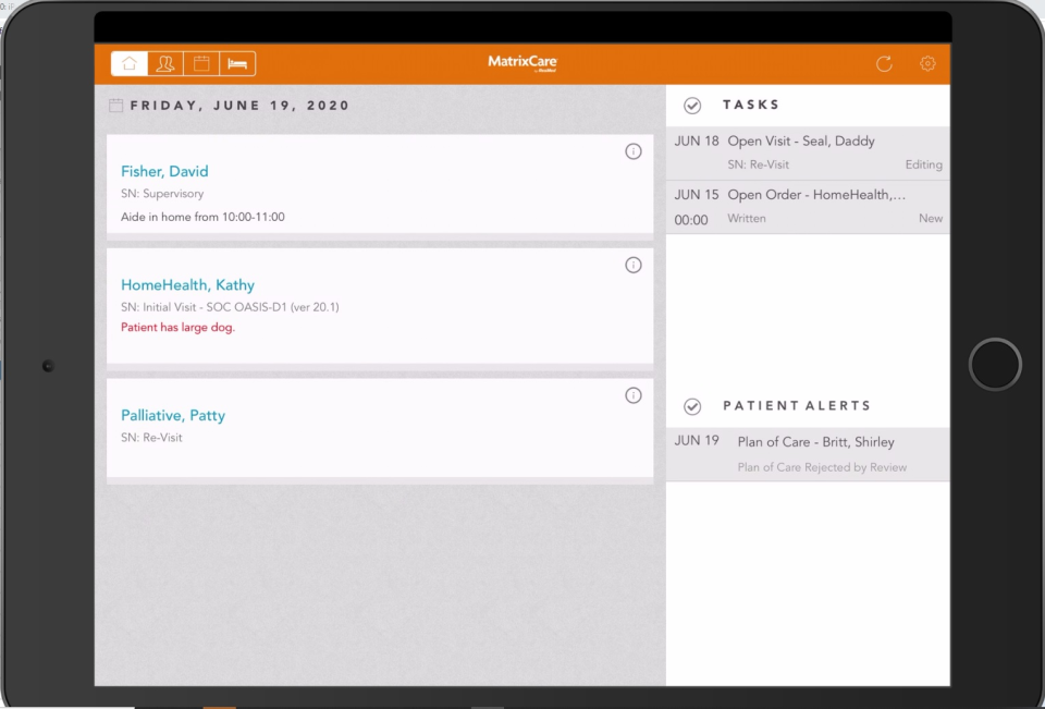 screenshot of MatrixCare Home Health & Hospice